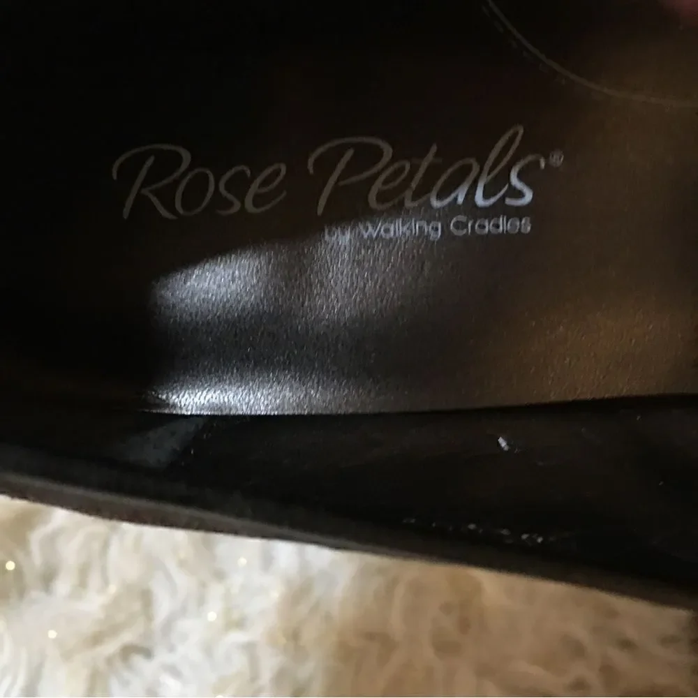 Rose Petals Copper Bling glitter Bow Heels with leather Trim